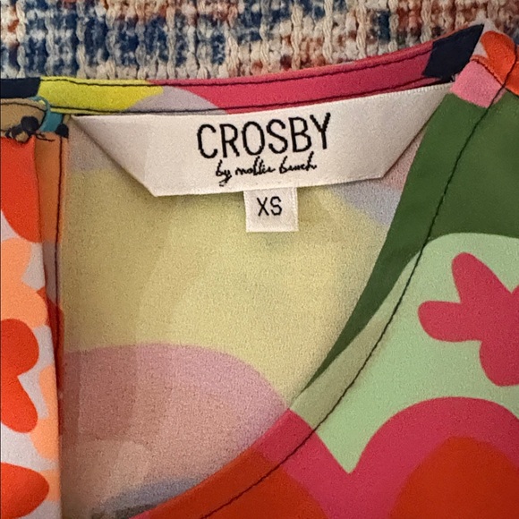 Crosby by Mollie Burch Printed Puff Sleeve Top SZ XS EUC - Picture 3 of 5